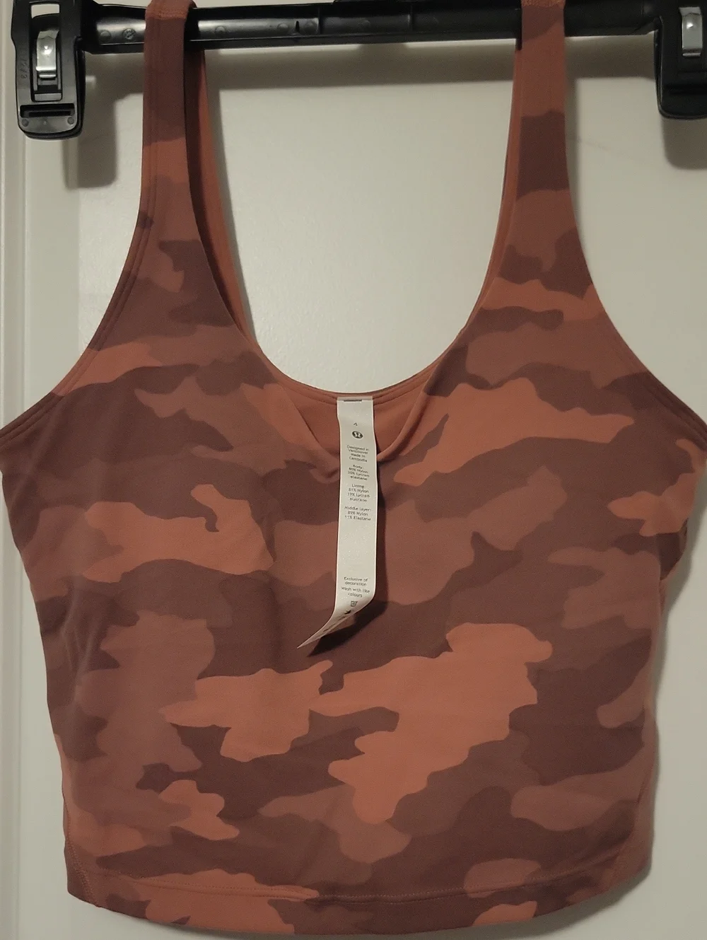 lululemon Nulu athletica Rust Camo Crop Tank Top